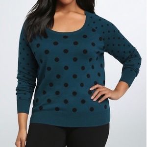 Torrid Teal Polka Dot Sweater 2x